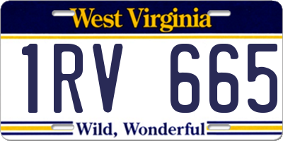 WV license plate 1RV665