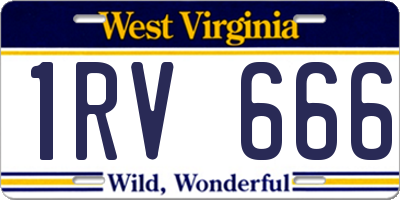 WV license plate 1RV666