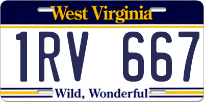 WV license plate 1RV667
