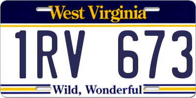 WV license plate 1RV673