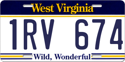 WV license plate 1RV674