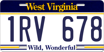 WV license plate 1RV678