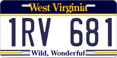 WV license plate 1RV681