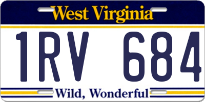 WV license plate 1RV684