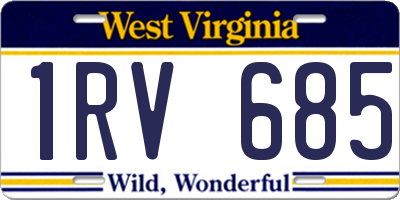 WV license plate 1RV685
