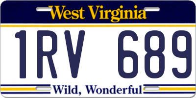 WV license plate 1RV689