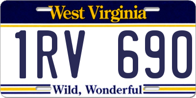 WV license plate 1RV690