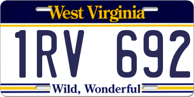 WV license plate 1RV692