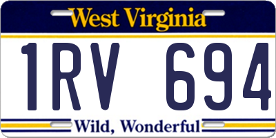 WV license plate 1RV694