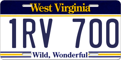 WV license plate 1RV700
