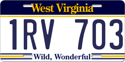 WV license plate 1RV703