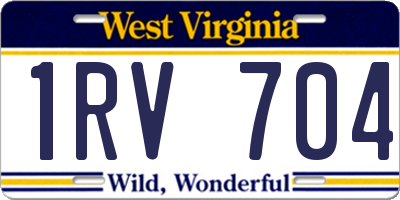 WV license plate 1RV704