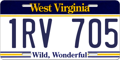 WV license plate 1RV705