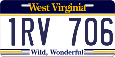 WV license plate 1RV706