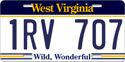 WV license plate 1RV707
