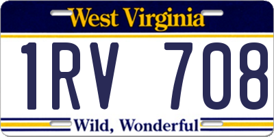 WV license plate 1RV708