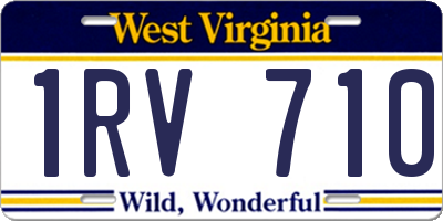 WV license plate 1RV710