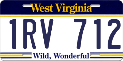 WV license plate 1RV712