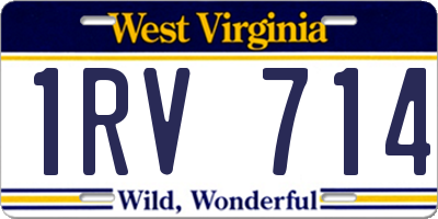 WV license plate 1RV714
