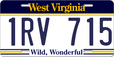 WV license plate 1RV715