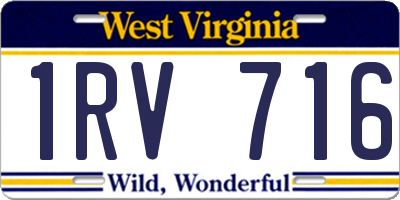 WV license plate 1RV716