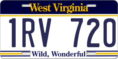 WV license plate 1RV720
