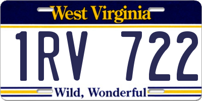 WV license plate 1RV722