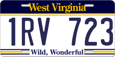 WV license plate 1RV723