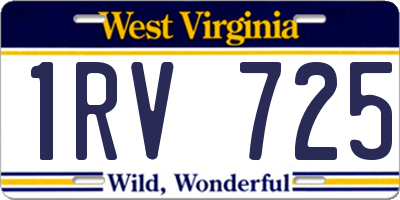 WV license plate 1RV725