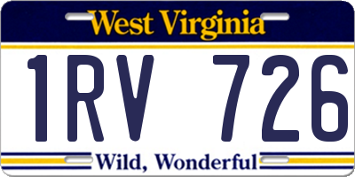 WV license plate 1RV726