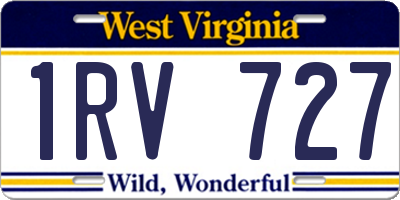 WV license plate 1RV727
