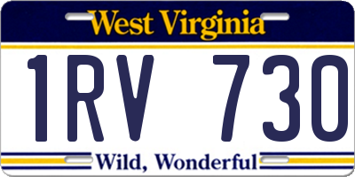 WV license plate 1RV730