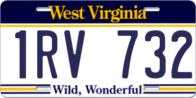 WV license plate 1RV732