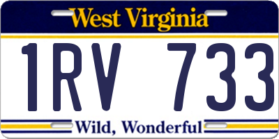 WV license plate 1RV733