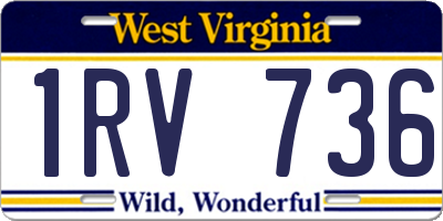 WV license plate 1RV736