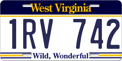 WV license plate 1RV742