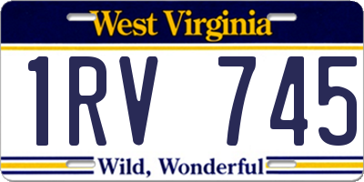 WV license plate 1RV745