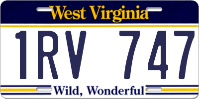 WV license plate 1RV747