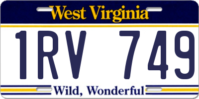 WV license plate 1RV749
