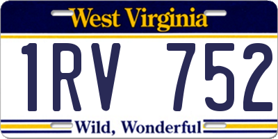 WV license plate 1RV752