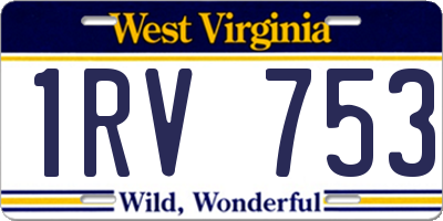 WV license plate 1RV753