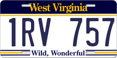 WV license plate 1RV757