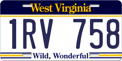 WV license plate 1RV758