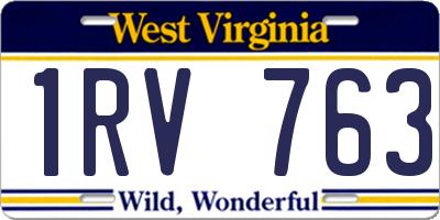 WV license plate 1RV763