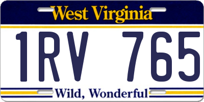 WV license plate 1RV765