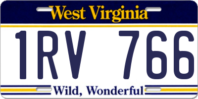 WV license plate 1RV766
