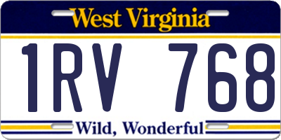 WV license plate 1RV768