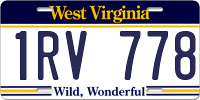 WV license plate 1RV778