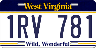 WV license plate 1RV781