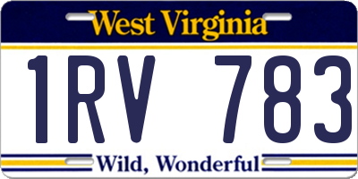 WV license plate 1RV783